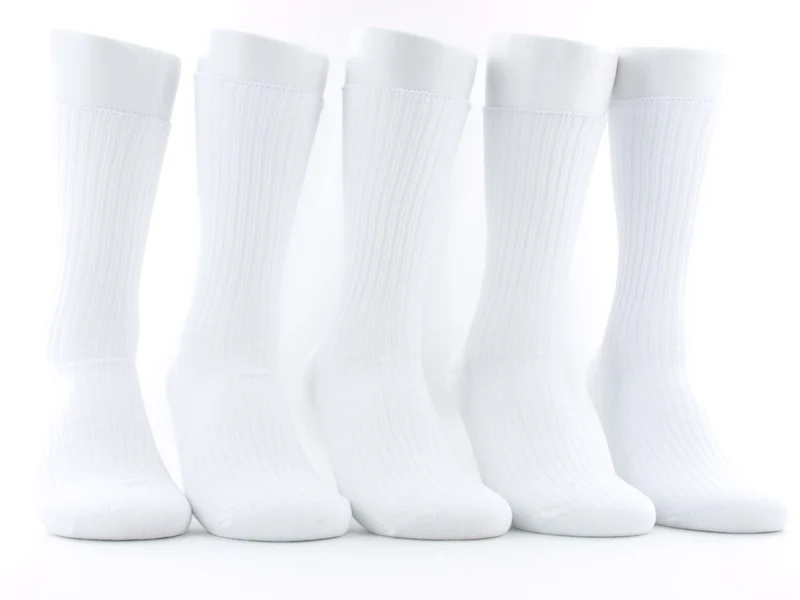 5 Paar 100 % Baumwollsocken weiß gerippt