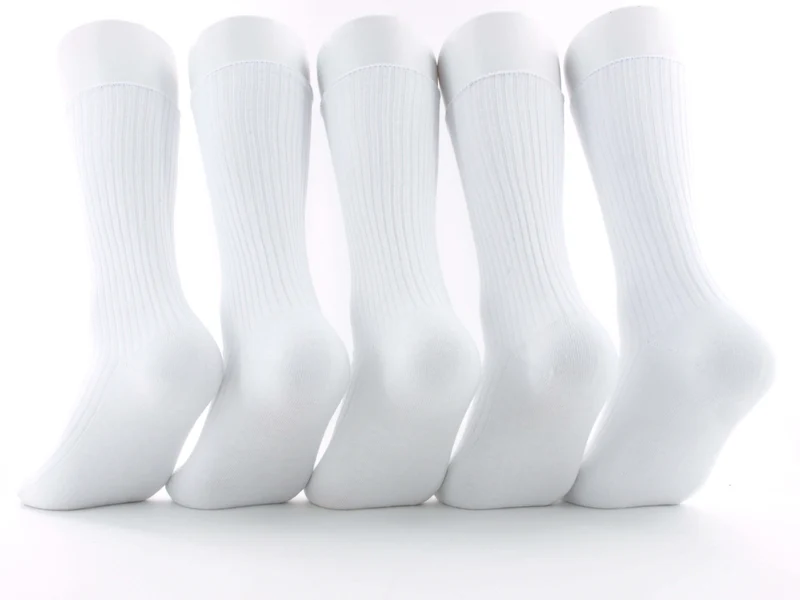 5 Paar 100 % Baumwollsocken weiß gerippt