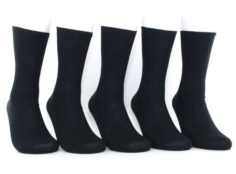 5 Paar 100 % Baumwollsocken schwarz gerippt
