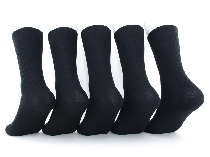 5 Paar 100 % Baumwollsocken schwarz gerippt