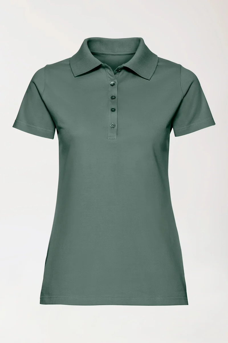 Stretch Shirt Damen - Polokragen dunkelgrün