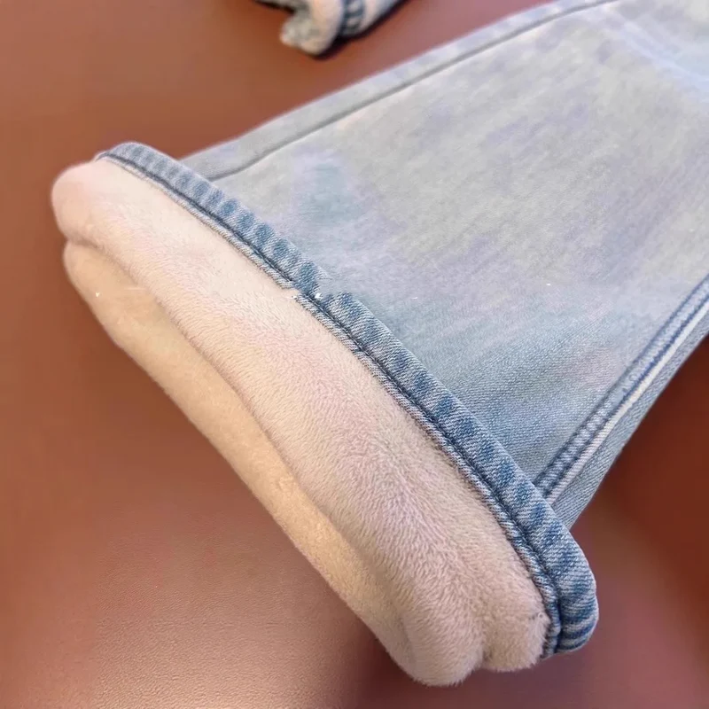 Damen Winter Warm Thermo Jeans Hose Innenfleece Stretch Hosen Leggins Denim