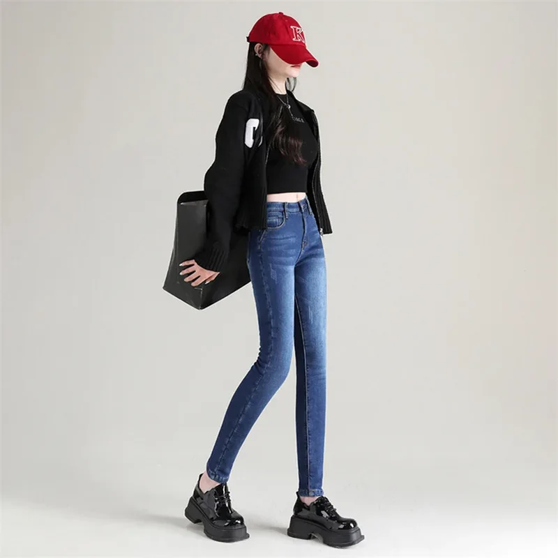 Damen Winter Warm Thermo Jeans Hose Innenfleece Stretch Hosen Leggins Denim
