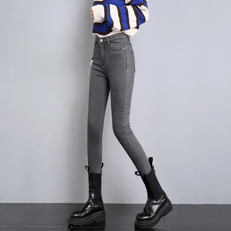 Damen Winter Warm Thermo Jeans Hose Innenfleece Stretch Hosen Leggins Denim