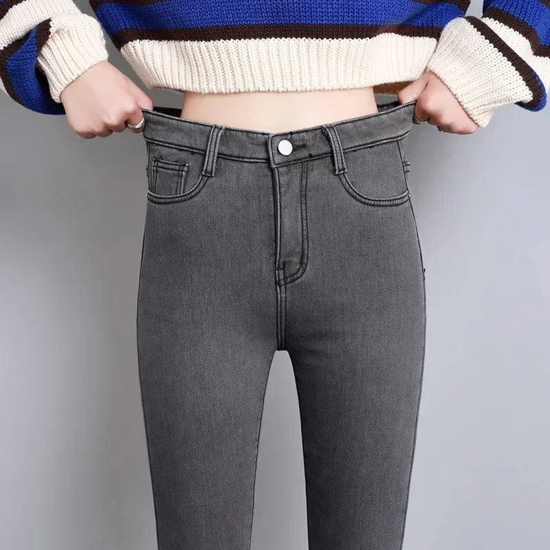 Damen Winter Warm Thermo Jeans Hose Innenfleece Stretch Hosen Leggins Denim