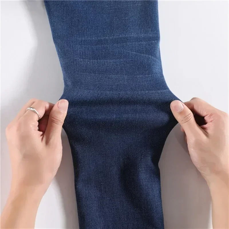 Damen Winter Warm Thermo Jeans Hose Innenfleece Stretch Hosen Leggins Denim