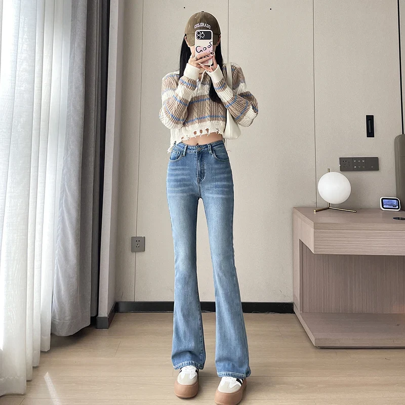 Damen Winter Warm Thermo Jeans Hose Innenfleece Stretch Hosen Leggins Denim