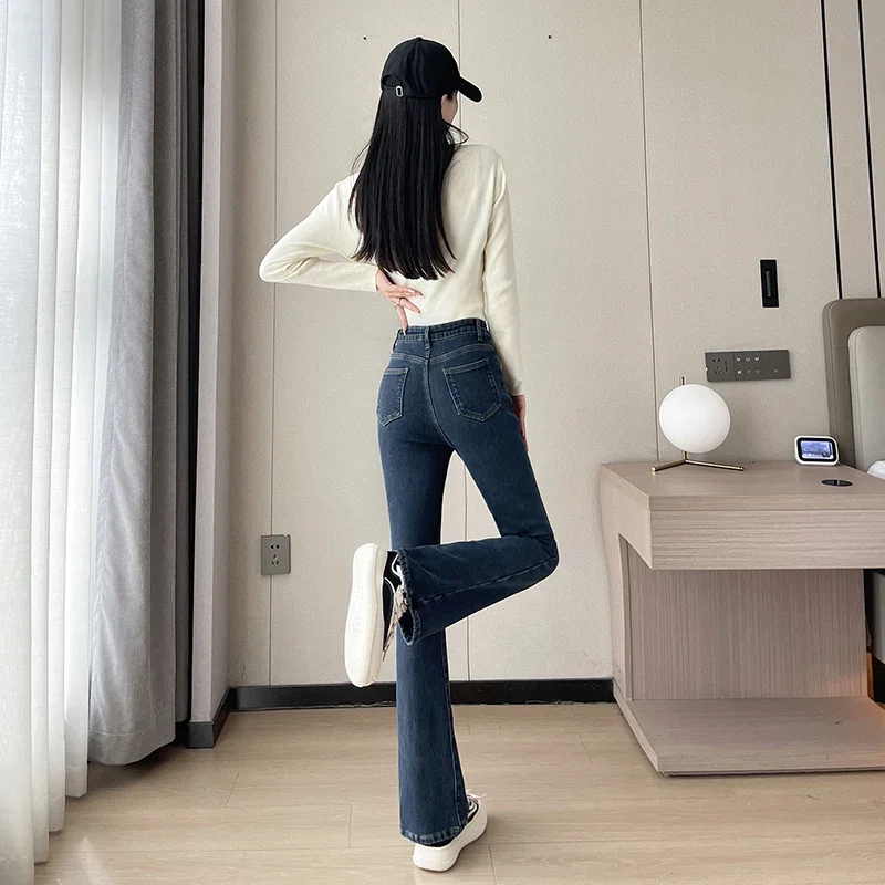 Damen Winter Warm Thermo Jeans Hose Innenfleece Stretch Hosen Leggins Denim