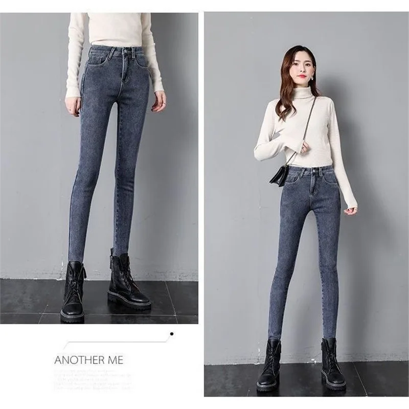 Damen Winter Warm Thermo Jeans Hose Innenfleece Stretch Hosen Leggins Denim