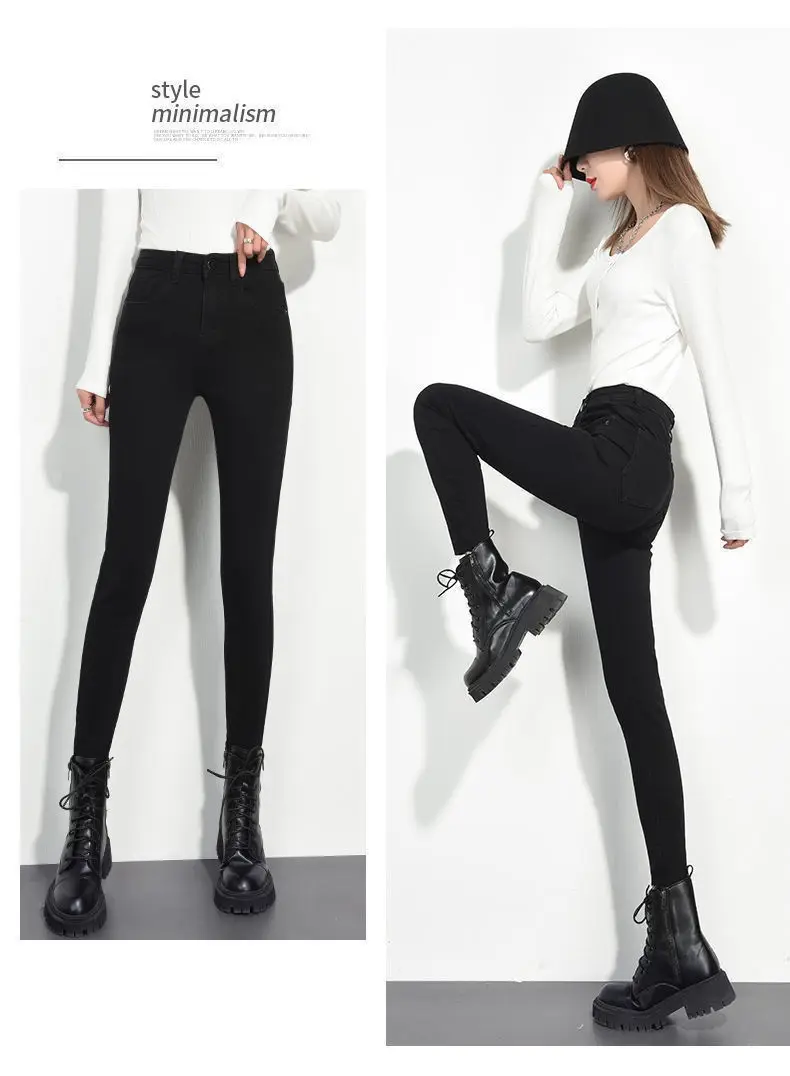 Damen Winter Warm Thermo Jeans Hose Innenfleece Stretch Hosen Leggins Denim