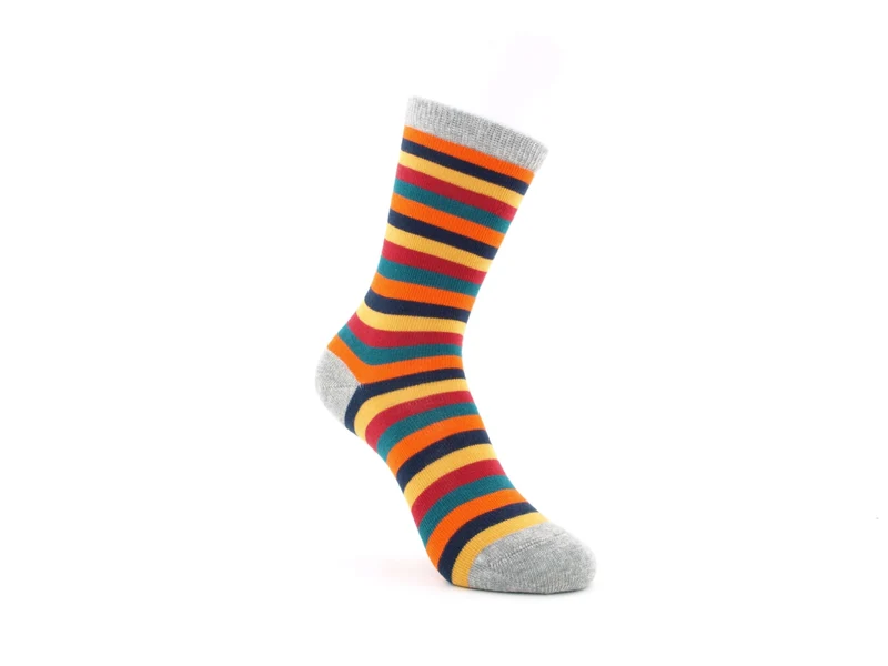 1 Paar Bio Kindersocken ohne drückende Naht Ringel curry