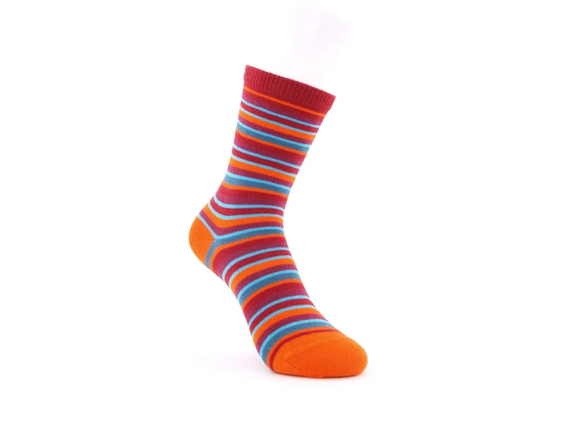 1 Paar Bio Kindersocken ohne drückende Naht Ringel orange