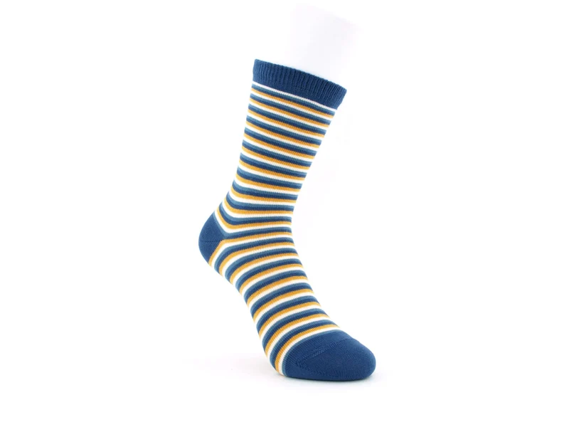 1 Paar Bio Kindersocken ohne drückende Naht Ringel jeans