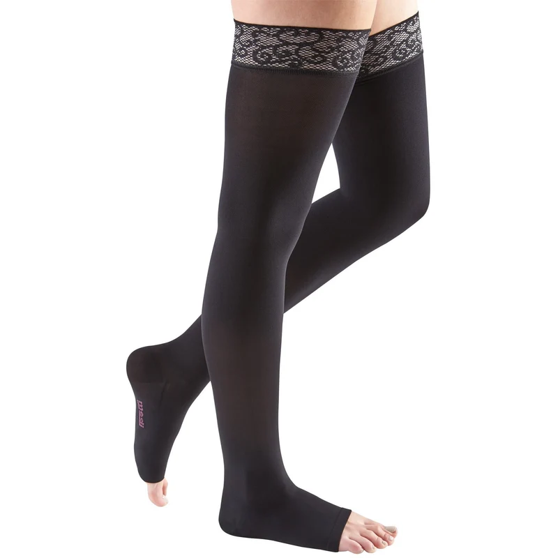 Mediven Comfort Thigh High 15-20 mmHg, Open Toe w/ Lace Silicone Top Band