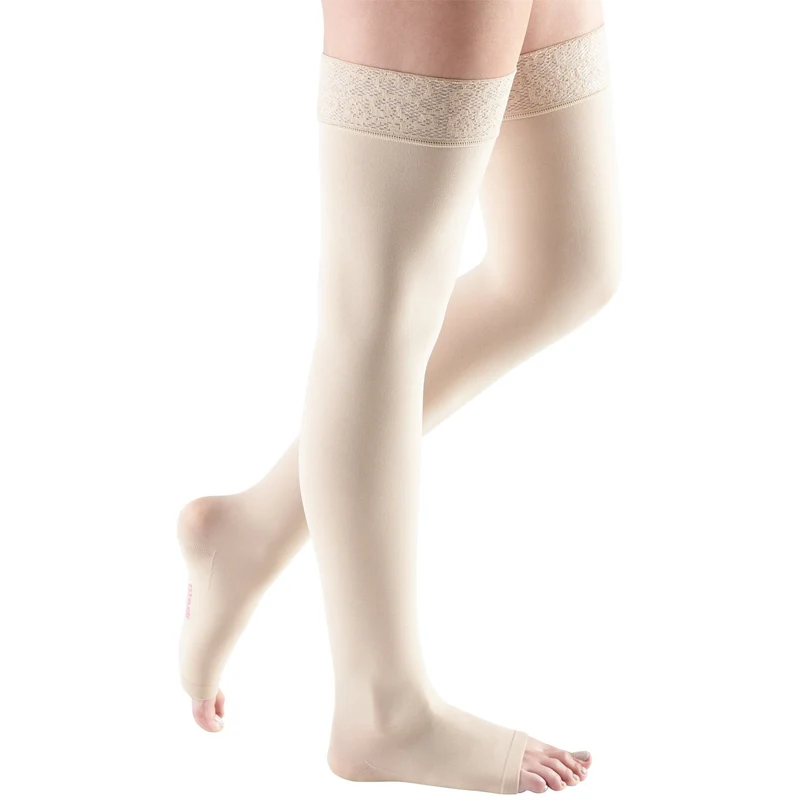 Mediven Comfort Thigh High 15-20 mmHg, Open Toe w/ Lace Silicone Top Band