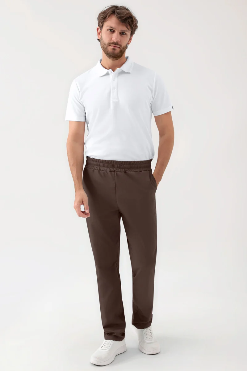 GREEN Stretch Hose Unisex - Rundumgummibund coffee