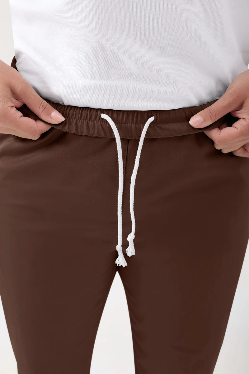 GREEN Stretch Hose Unisex - Rundumgummibund coffee