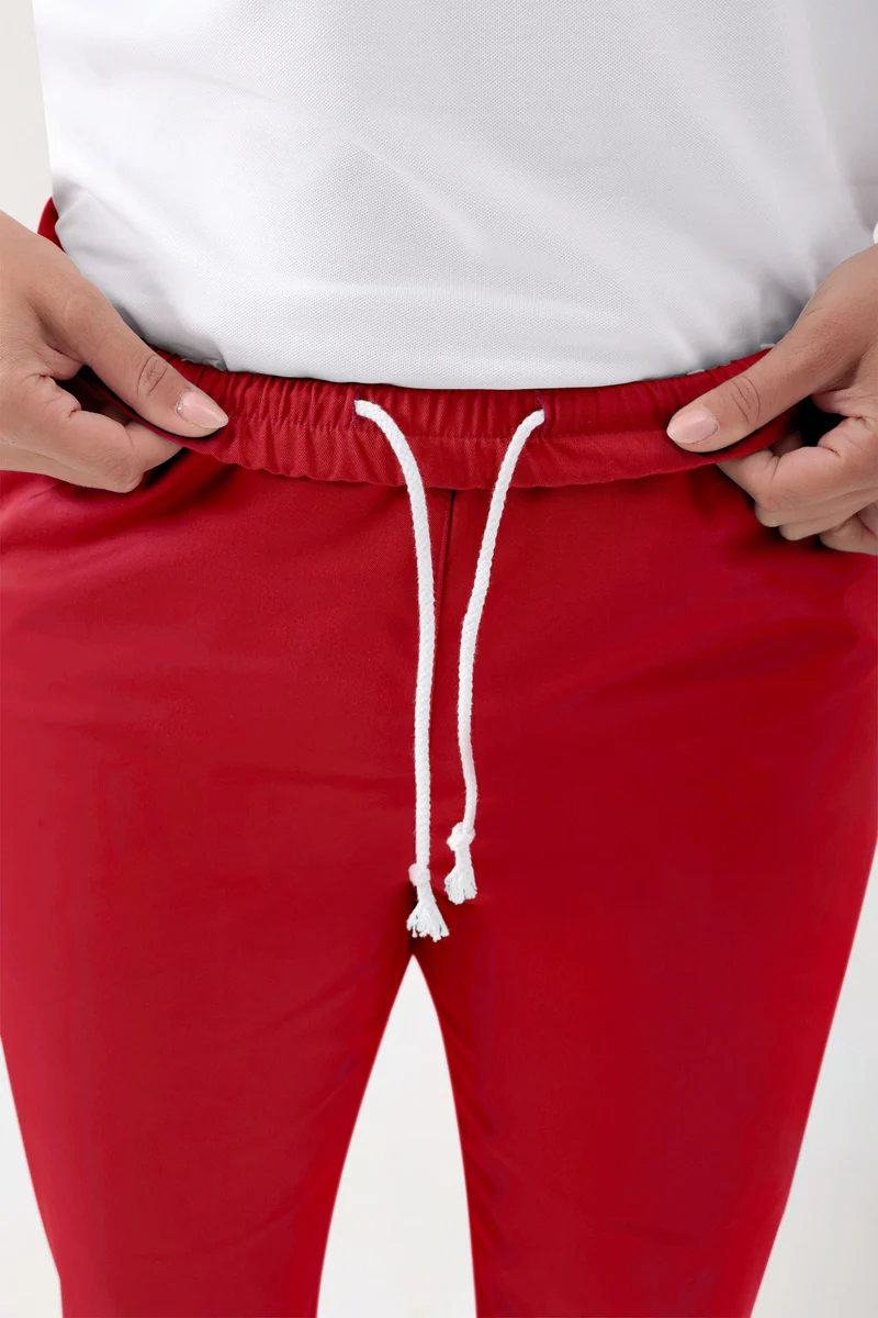 GREEN Stretch Hose Unisex - Rundumgummibund rot