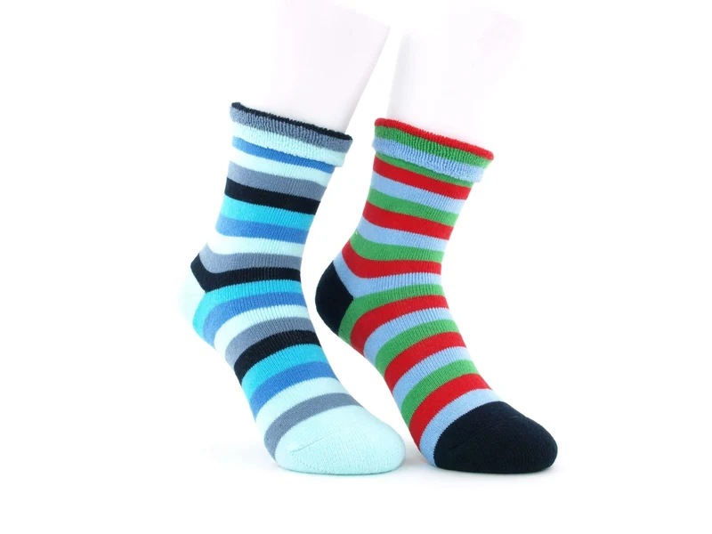 2 Paar Kuschelsocken Kinder geringelt blau
