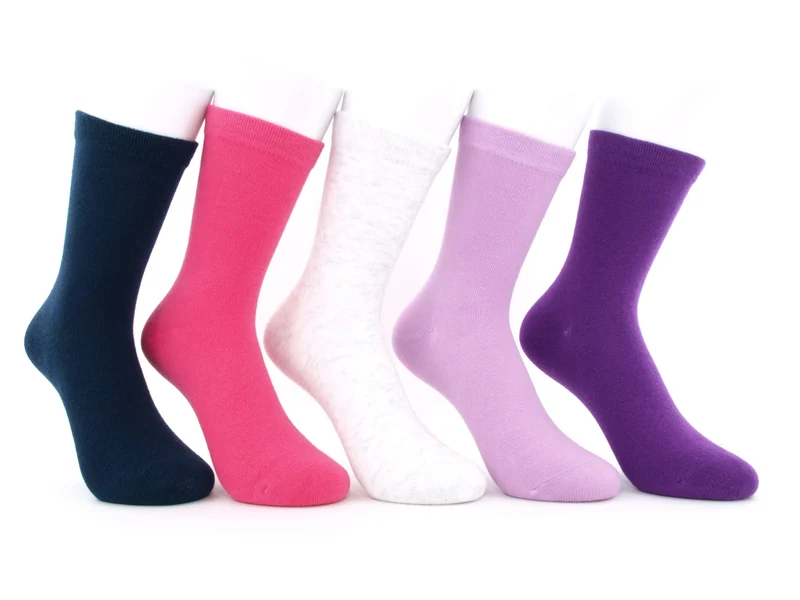 5 Paar Kindersocken ohne drückende Naht einfarbig Mix Girls