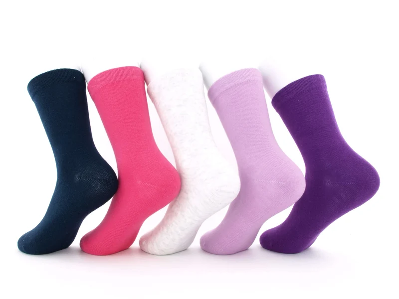 5 Paar Kindersocken ohne drückende Naht einfarbig Mix Girls