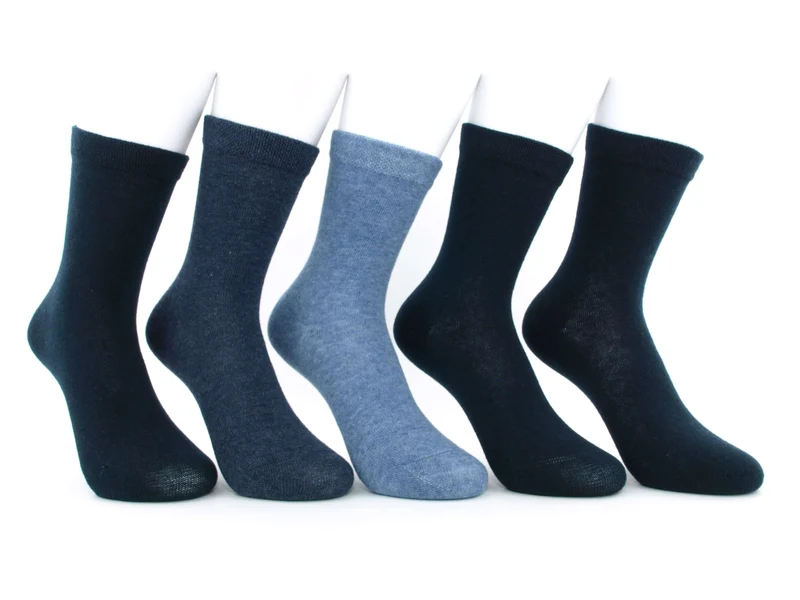 5 Paar Kindersocken ohne drückende Naht einfarbig jeans