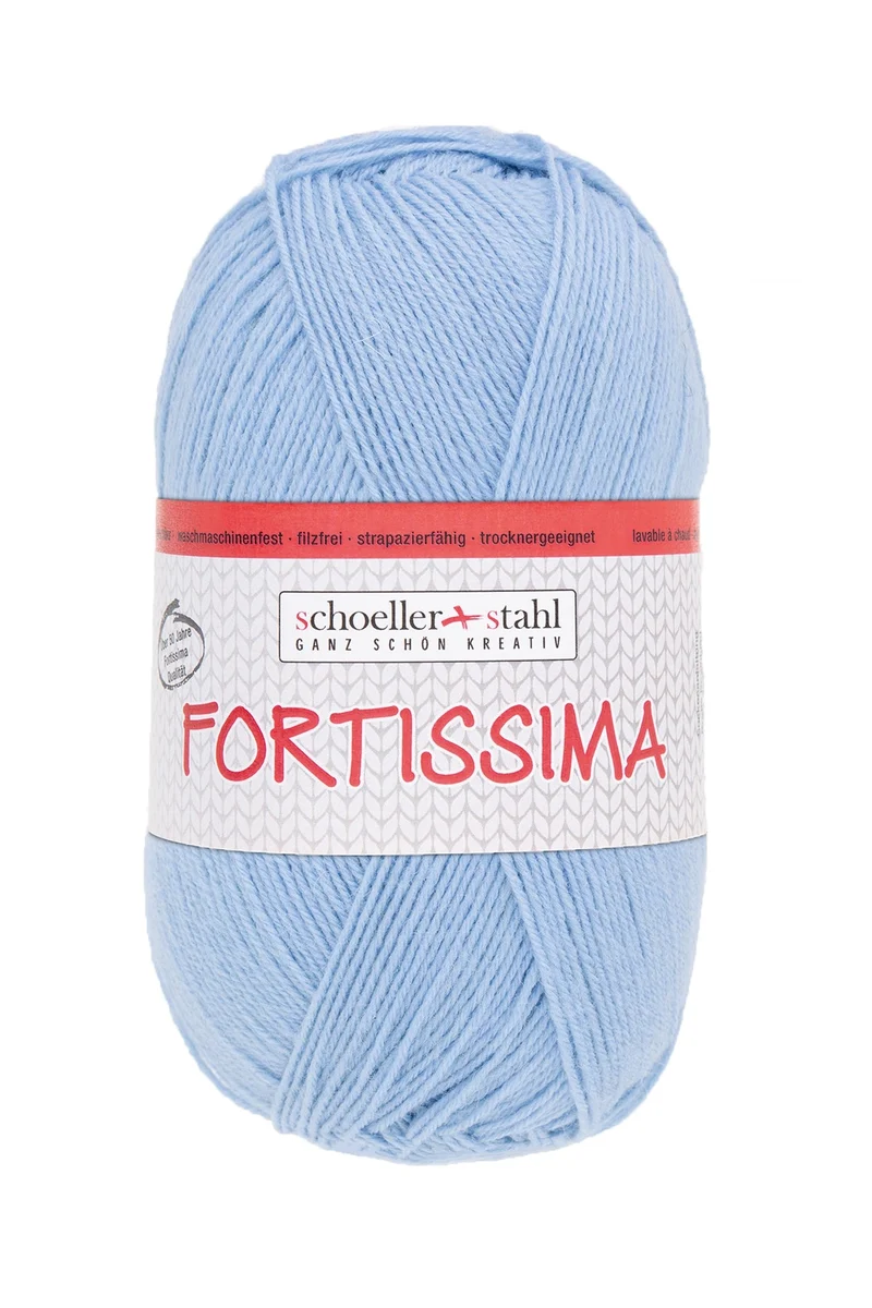 Fortissima 4-fach Uni-Sockenwolle 100g | Farbe 2101 - HELLBLAU