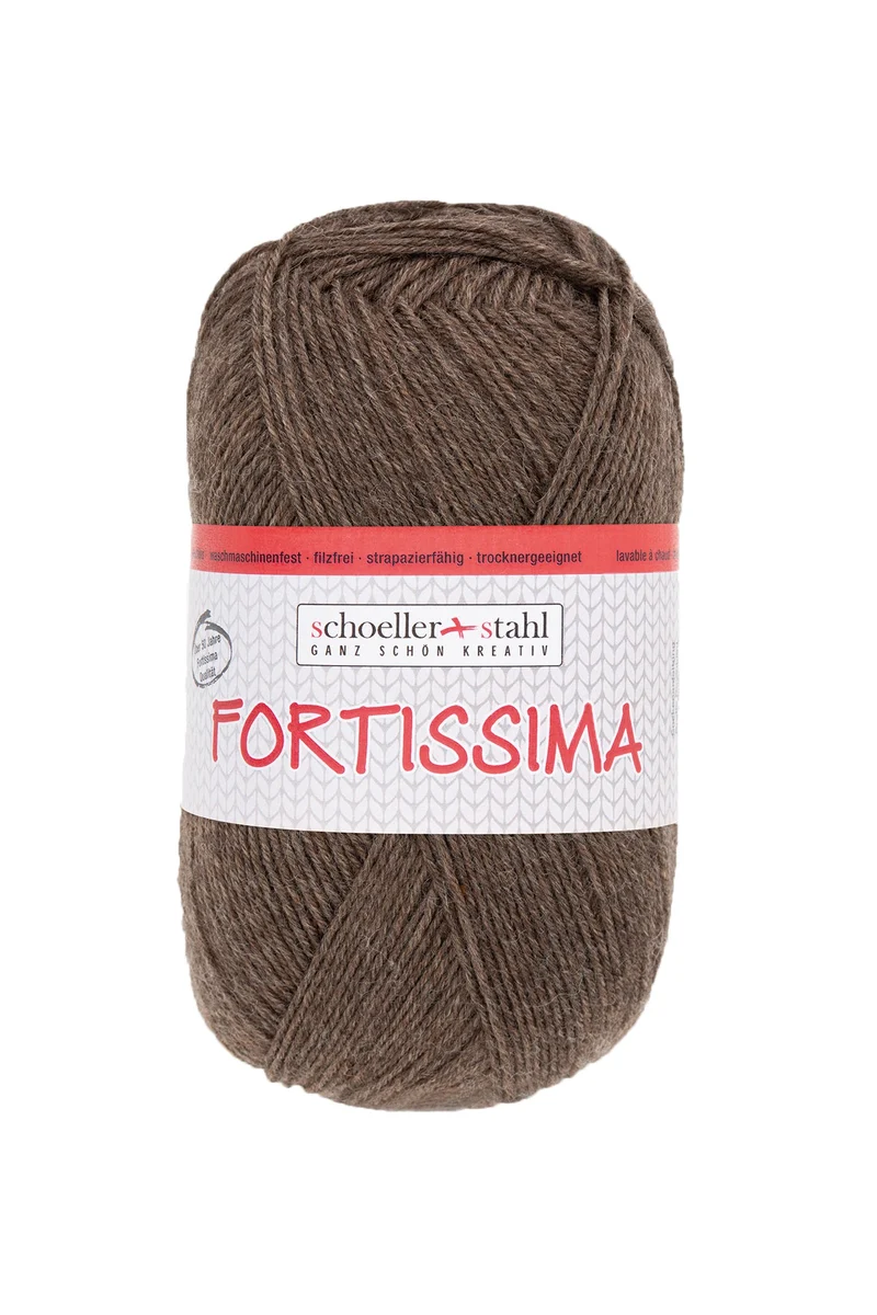 Fortissima 4-fach Uni-Sockenwolle 100g | Farbe 2071 - BRAUN-MELIERT