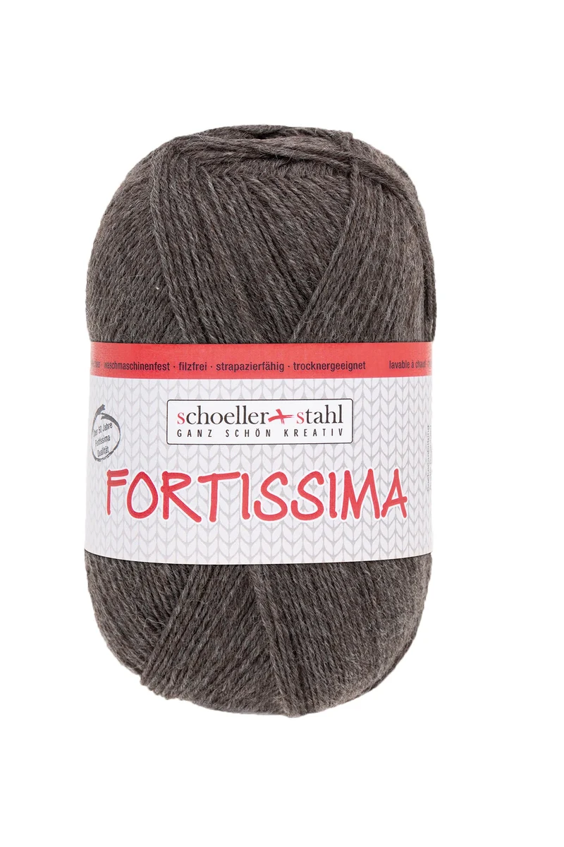 Fortissima 4-fach Uni-Sockenwolle 100g | Farbe 2070 - MOKKA-MELIERT