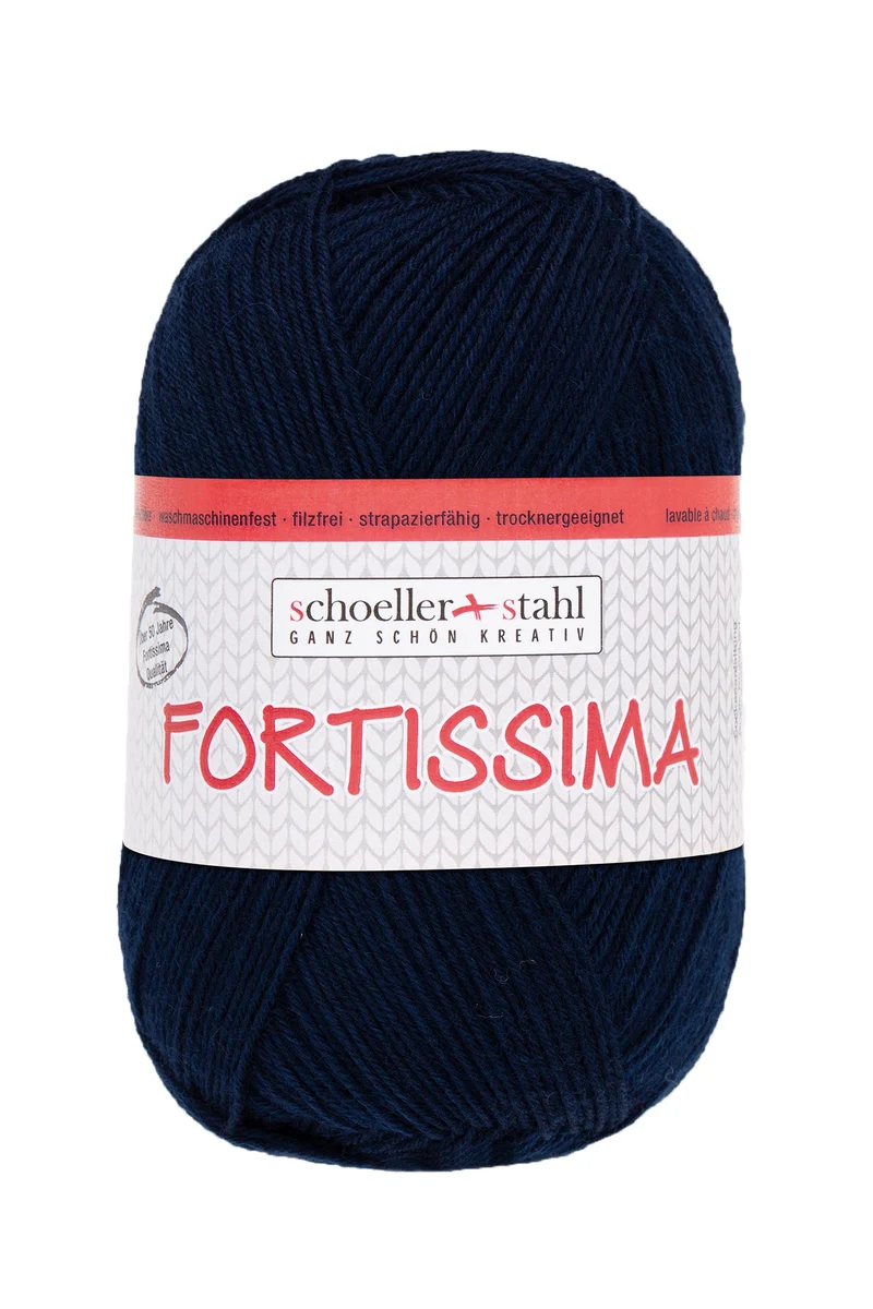Fortissima 4-fach Uni-Sockenwolle 100g | Farbe 2040 - NACHTBLAU