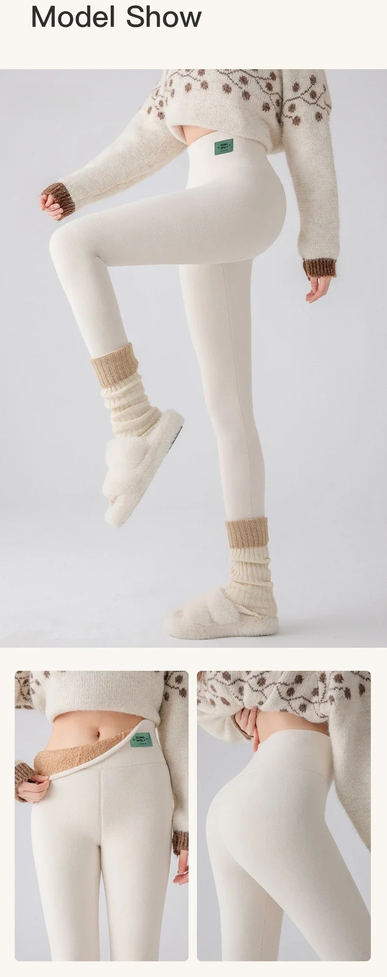 Frauen Hose Winter Leggins Warm Thermohose Innenfleece Blickdichte Strumpfhose