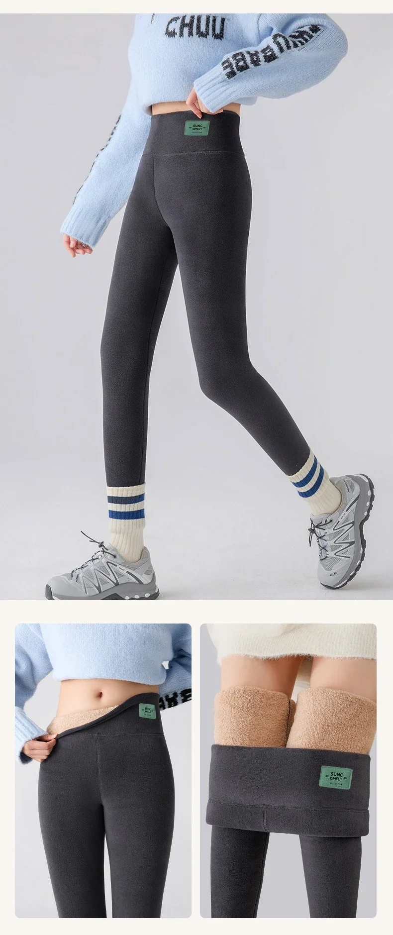 Frauen Hose Winter Leggins Warm Thermohose Innenfleece Blickdichte Strumpfhose