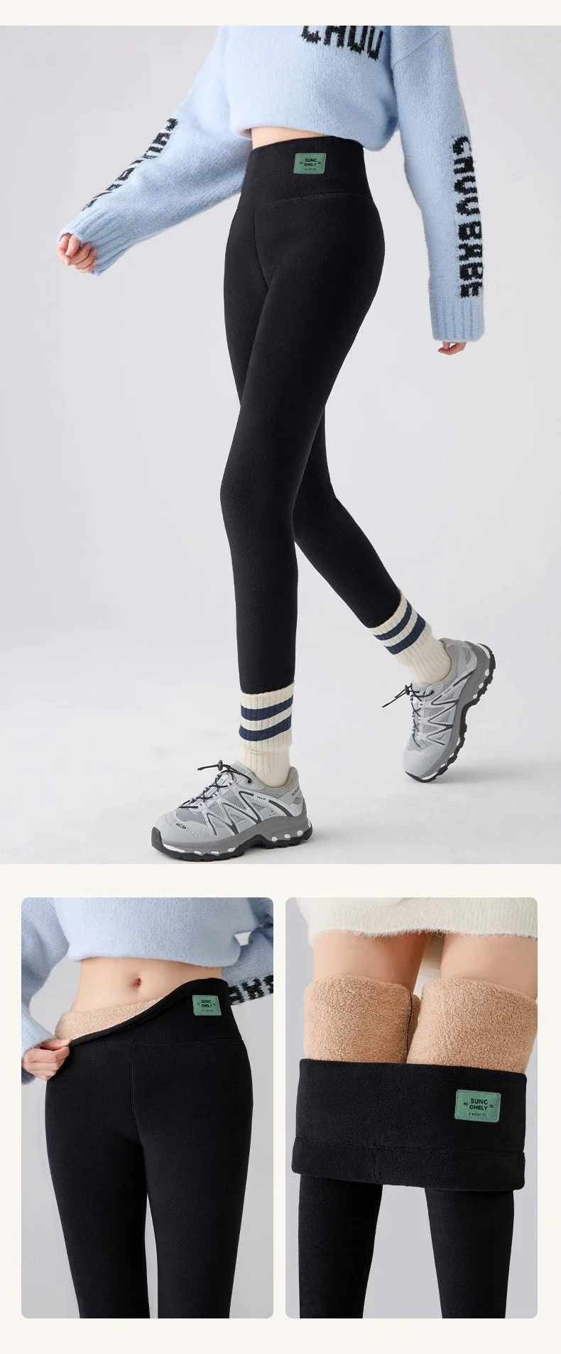 Frauen Hose Winter Leggins Warm Thermohose Innenfleece Blickdichte Strumpfhose