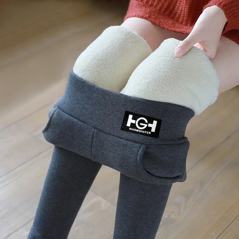 Frauen Winter Leggings Solide Warme Leggings Verdicken Lamm Kaschmir Hohe Taille Butt Lift Hohe Dehnbar Gehen mit Tasche Hosen