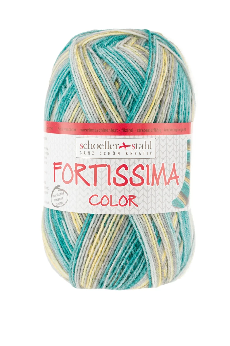 Fortissima bunte 4-fach Sockenwolle | Farbe 2488 - TUERKIS