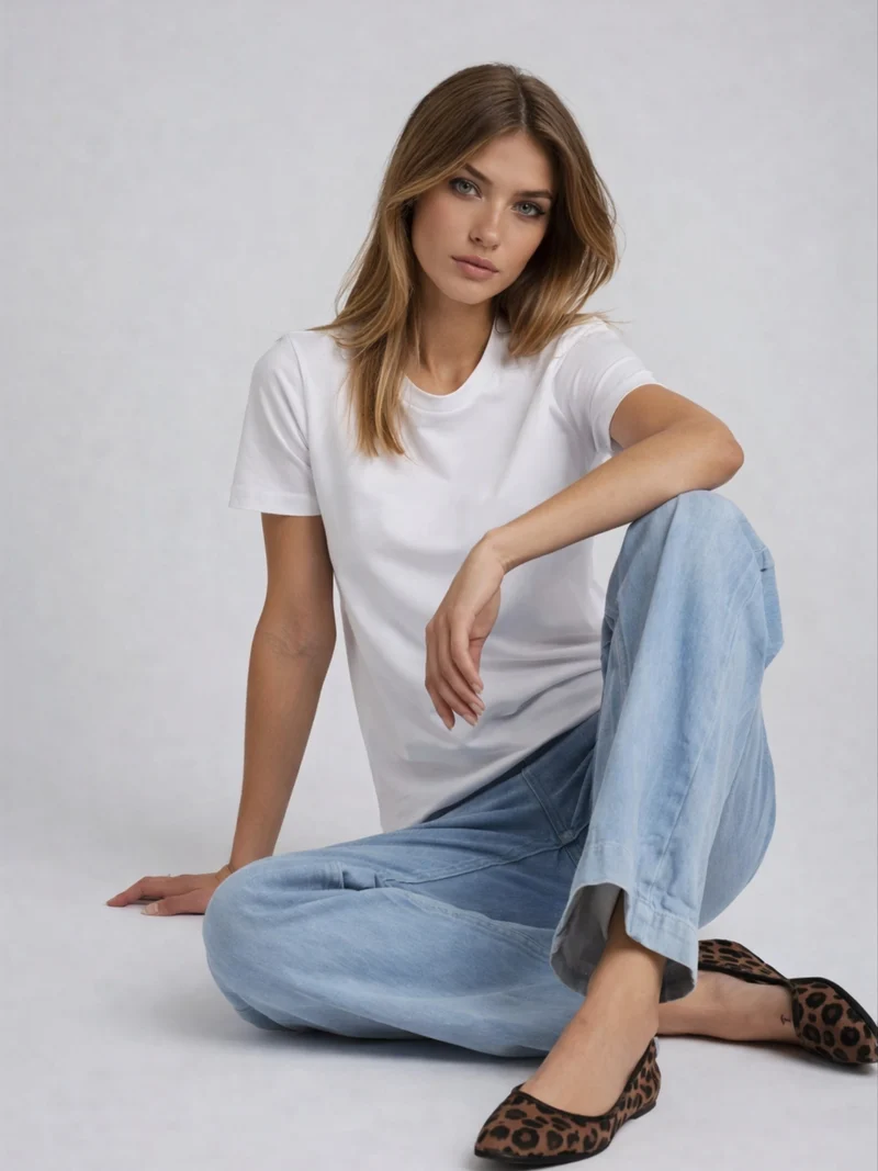 BGLVY - PERLA, Stoffhose, Straight Fit, High-Waist, Light Blue