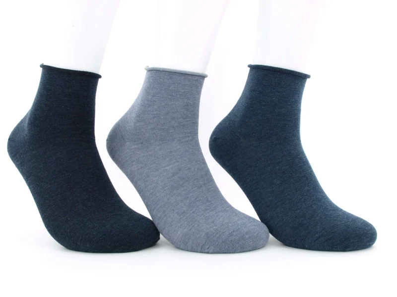 3 Paar Kurzschaftsocken Rollrand Jeanstöne