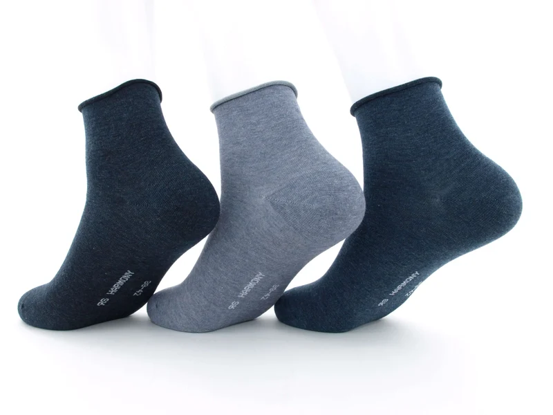 3 Paar Kurzschaftsocken Rollrand Jeanstöne