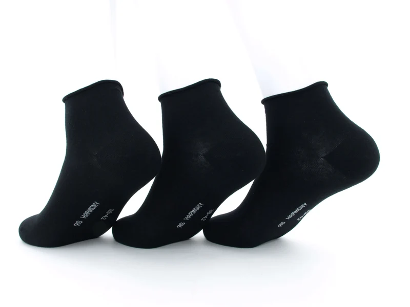 3 Paar Kurzschaftsocken Rollrand schwarz
