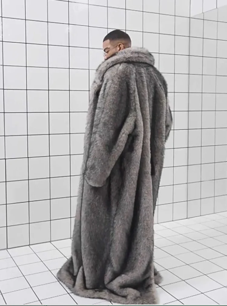 Herren Wintermantel Pelzmantel Kunstpelzmantel Herrenmantel Kunstpelz Mantel
