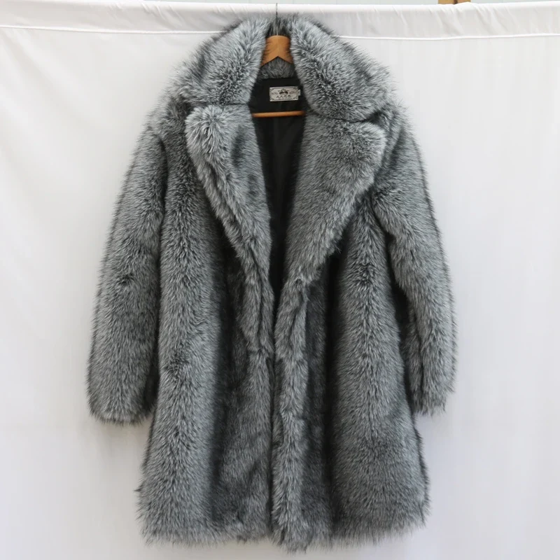 Herren Wintermantel Pelzmantel Kunstpelzmantel Herrenmantel Kunstpelz Mantel
