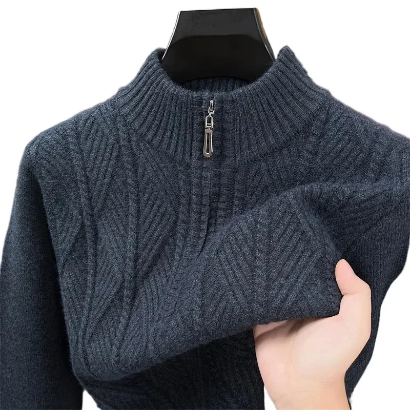 Herren Pullover Sweatshirt Troyer Pulli Sweater Stehkragen Zipper Langarmpulli