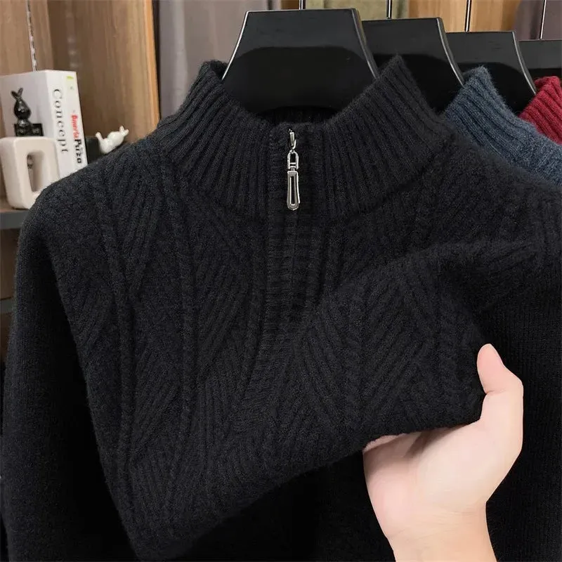 Herren Pullover Sweatshirt Troyer Pulli Sweater Stehkragen Zipper Langarmpulli