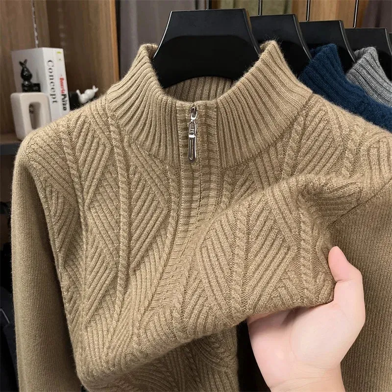 Herren Pullover Sweatshirt Troyer Pulli Sweater Stehkragen Zipper Langarmpulli