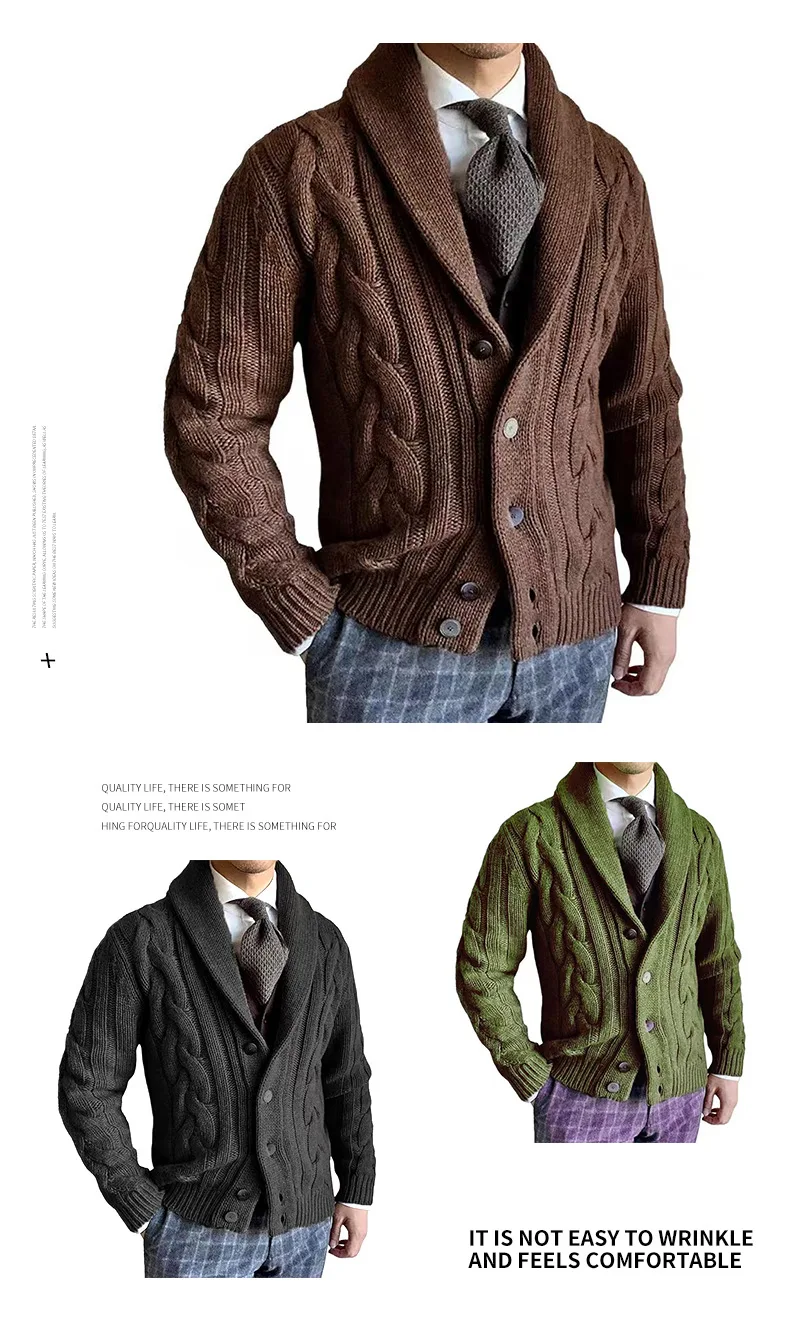 Herren Herbst Jacke Übergangsjacke Sweatjacke Sweater Strickjacke mit Zopfmuster