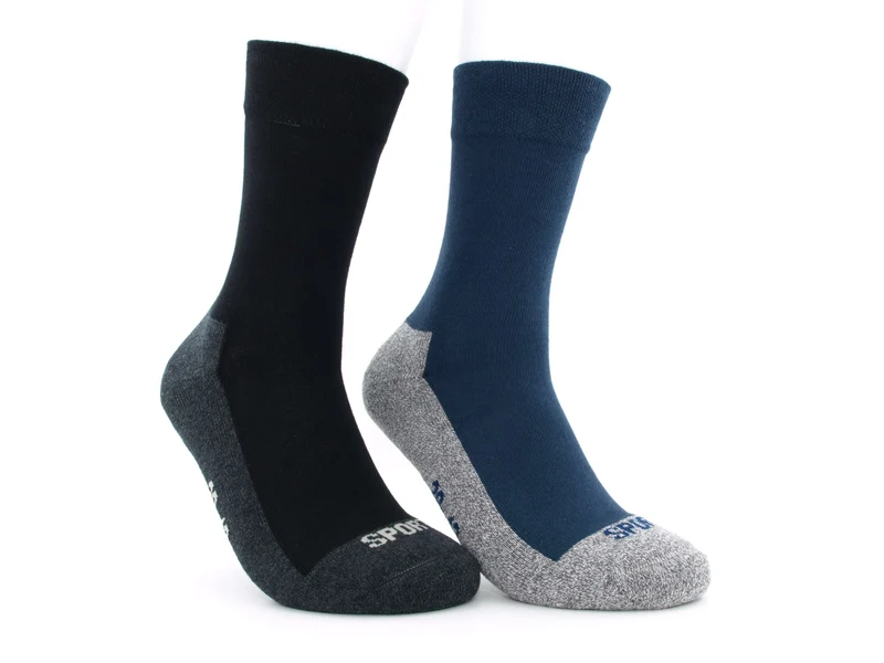 2 Paar Sportsocken Premium Frotteesohle blau/schwarz