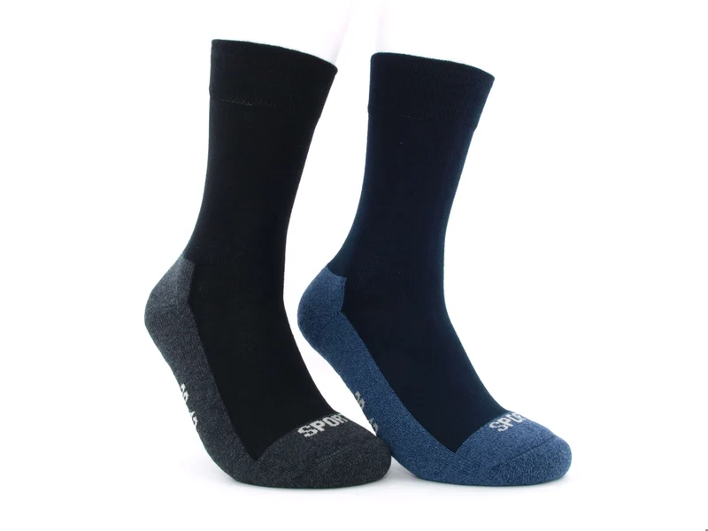 2 Paar Sportsocken Premium Frotteesohle marine/schwarz