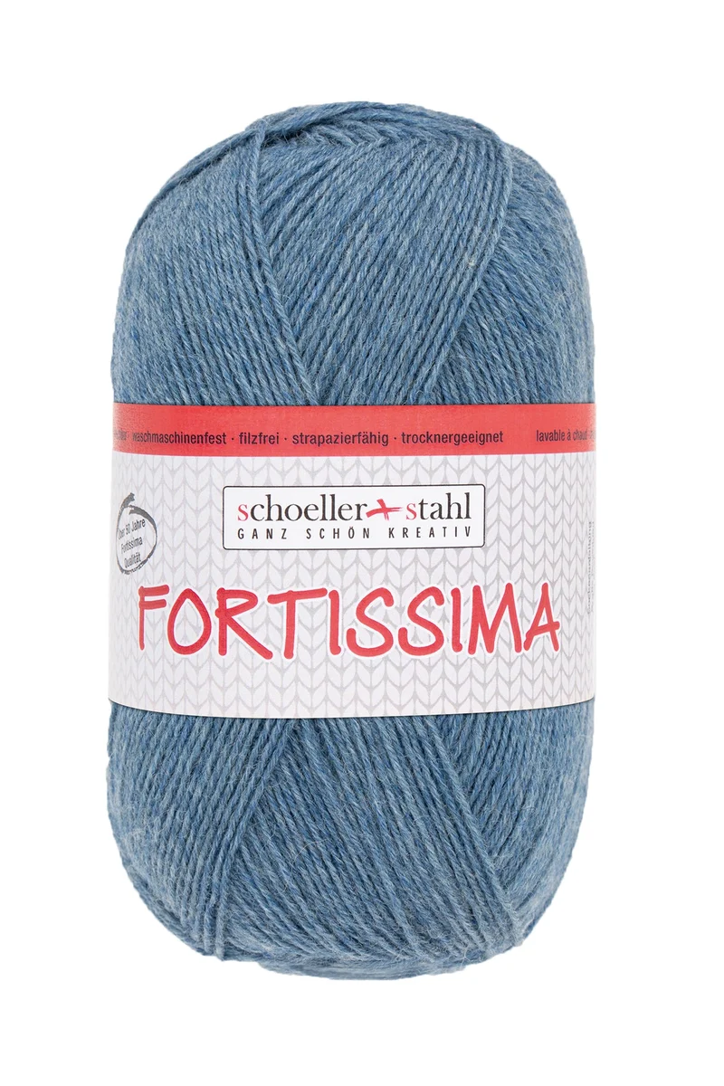 Fortissima 4-fach Uni-Sockenwolle 100g | Farbe 2033 - JEANS-MELIERT