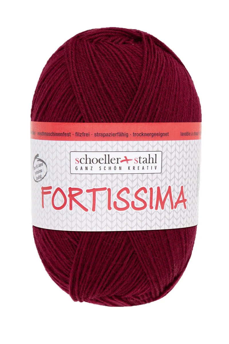 Fortissima 4-fach Uni-Sockenwolle 100g | Farbe 2011 - RUBIN