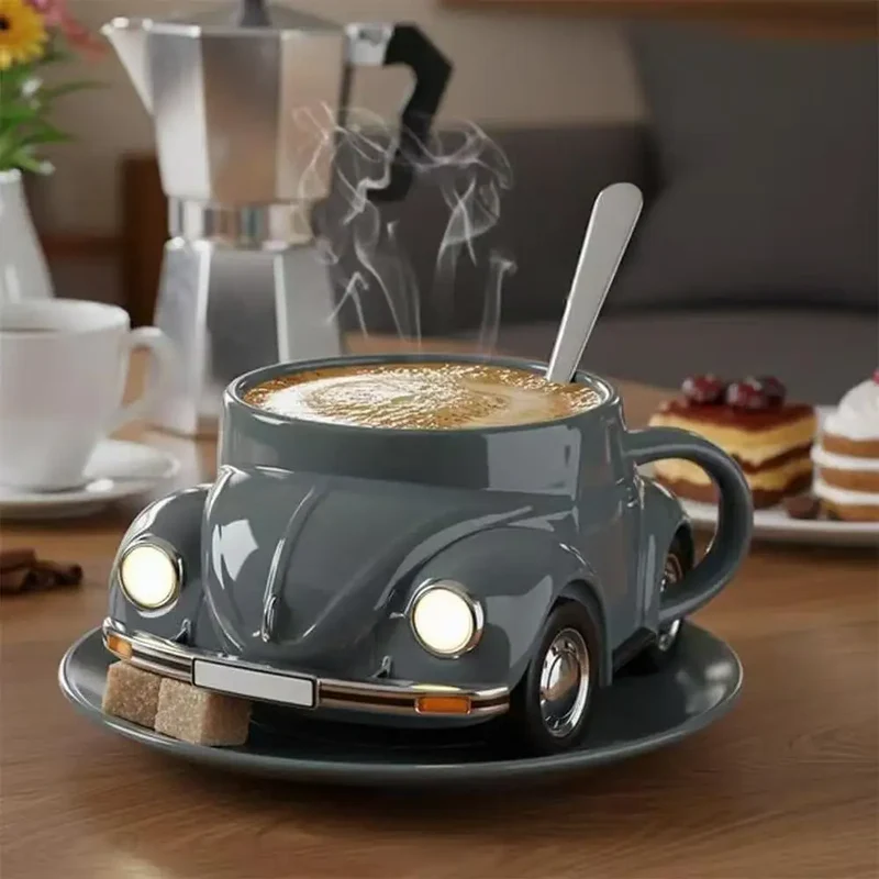Edelstahl Kaffeebecher Mug VW Beetle-Motiv Kaffeetasse Becher Tasse Geschenk